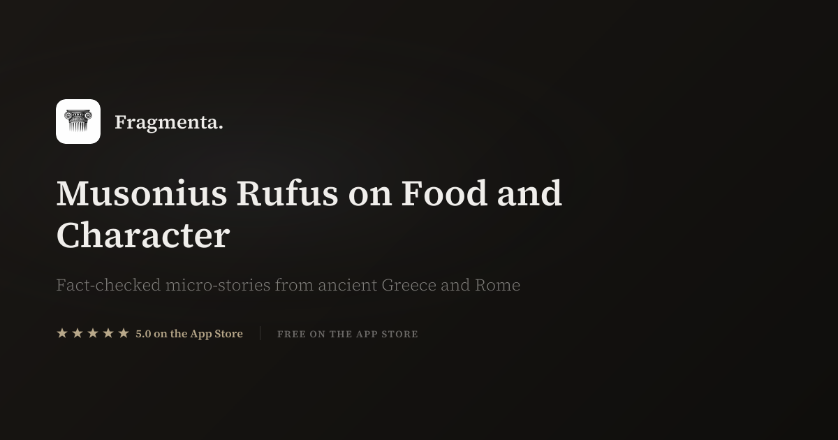 Musonius Rufus on Food and Character — Fragmenta